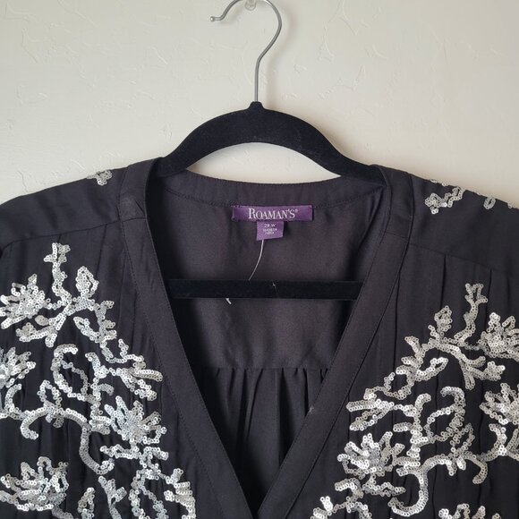 Roamans Plus Size Sequin Tunic Top - Picture 7 of 9